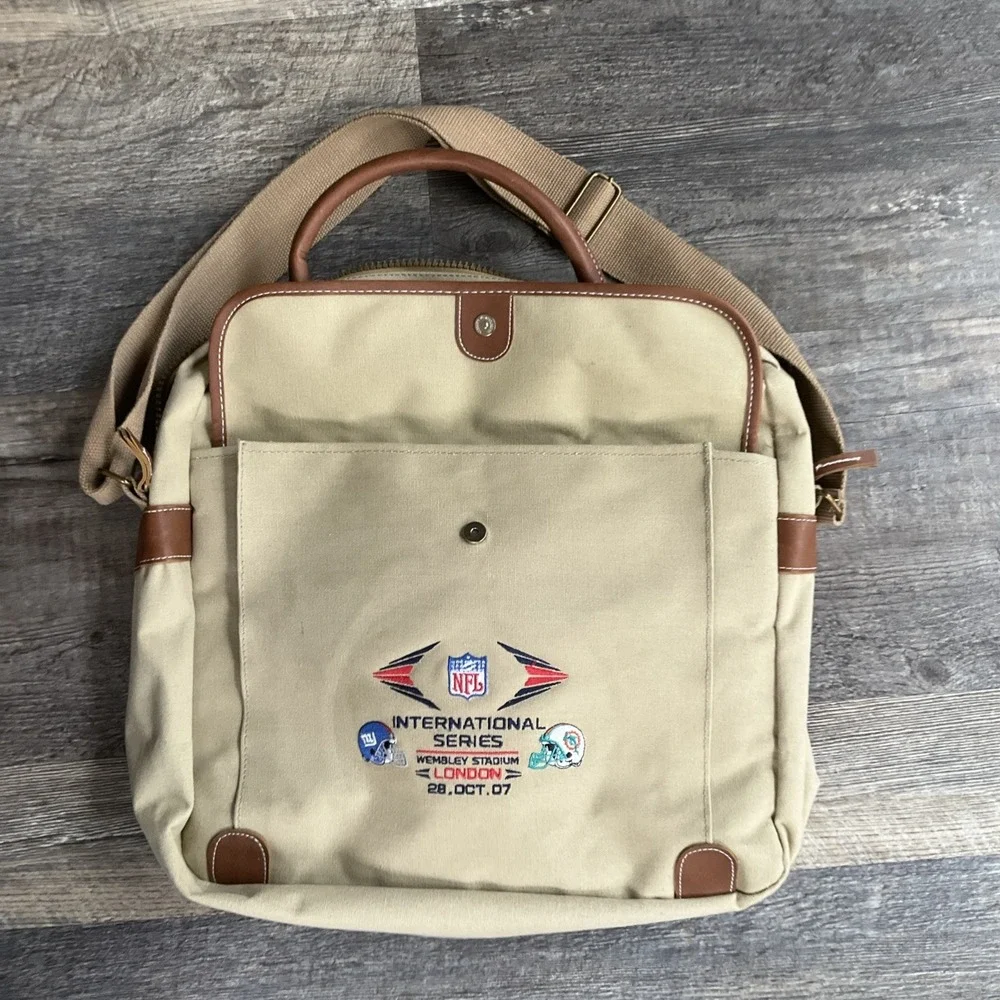 NFL Messenger Bag Wembley London 2007 Giants vs Dolphins Laptop Canvas Case Rare